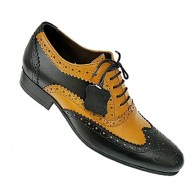 Tan and Black Lace Up Italian Real Leather Brogues ZEST-MHS-001 Tan and Black Lace Up Italian Real Leather Brogues ZEST-MHS-001