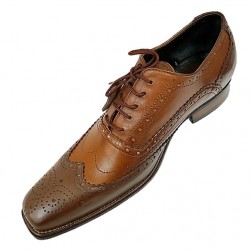 Dark Tan and Brown Italian Brogues, Smart Shoes ZEST-MHS-015 Dark Tan and Brown Italian Brogues, Smart Shoes ZEST-MHS-015