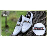 Men's White Designer Real Leather Slip-on Smart Dress Shoes